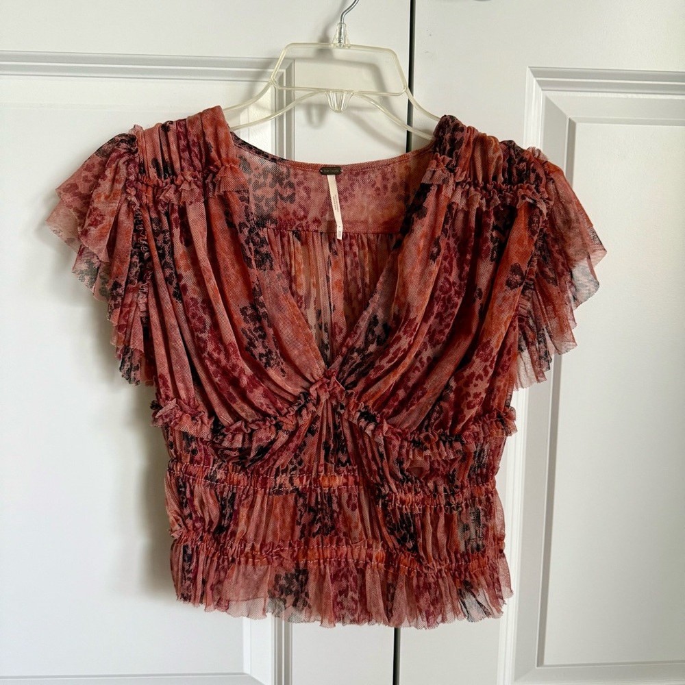 Free People Ruched Cropped Blouse XS